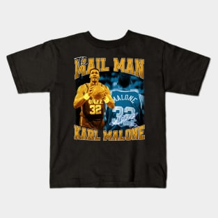 Karl Malone The Mail Man Basketball Legend Signature Vintage Retro 80s 90s Bootleg Rap Style Kids T-Shirt